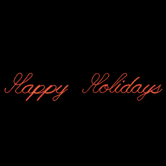 Happy Holidays (Rope light Script) Sign - Red, Outdoor yard motif, traditional illuminating