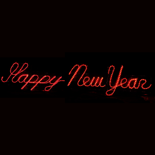 Happy New Year (Rope Light) Script Sign - Red (1133-R)